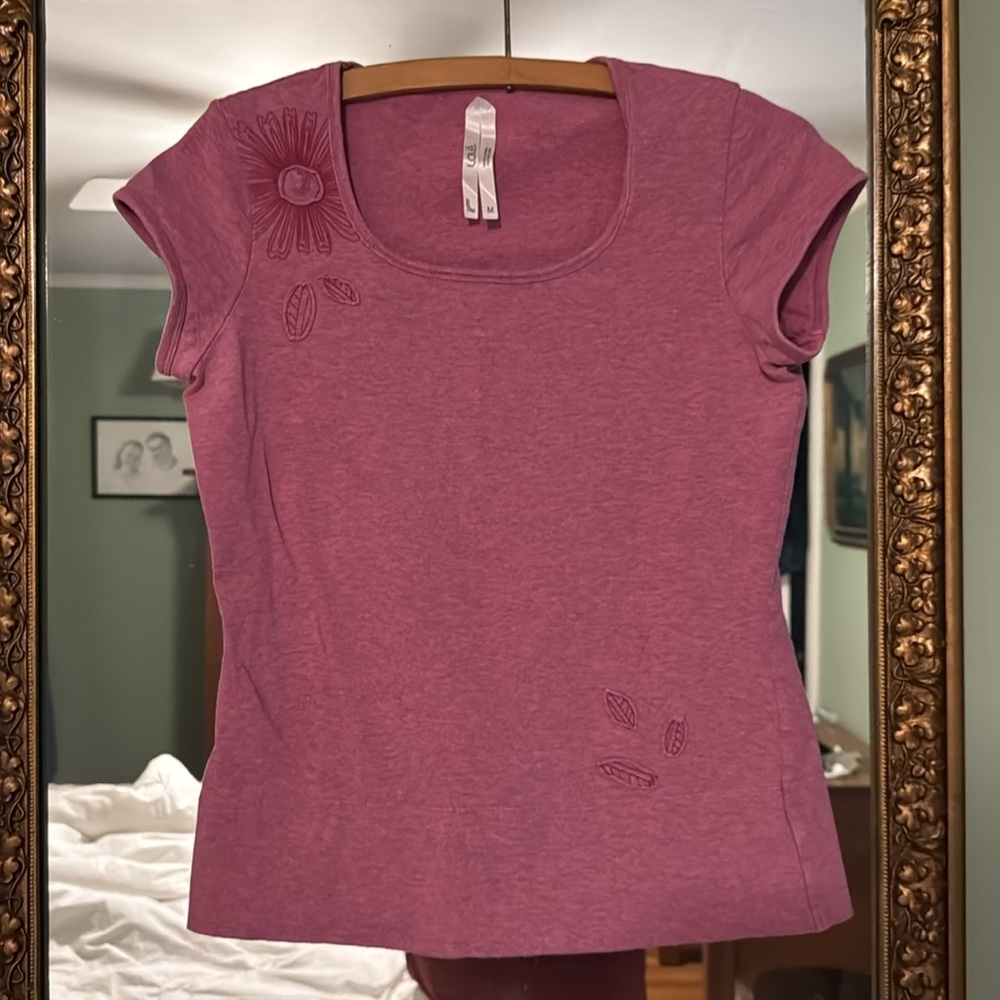 LOLE Top Heather pink with embroidery size M vintage 2000s Y2K